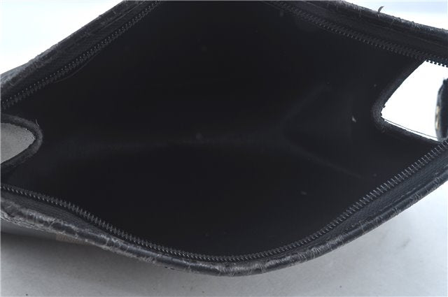 Authentic FENDI Pequin Clutch Hand Bag Purse PVC Leather Brown Black J8954
