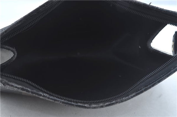 Authentic FENDI Pequin Clutch Hand Bag Purse PVC Leather Brown Black J8954