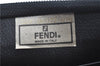 Authentic FENDI Pequin Clutch Hand Bag Purse PVC Leather Brown Black J8954
