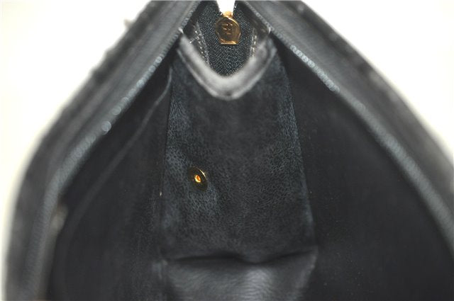 Authentic FENDI Pequin Clutch Hand Bag Purse PVC Leather Brown Black J8954