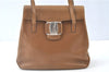 Authentic Salvatore Ferragamo Vara Shoulder Bag Purse Leather Brown SF J8956