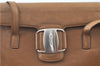 Authentic Salvatore Ferragamo Vara Shoulder Bag Purse Leather Brown SF J8956