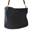 Authentic GUCCI Bamboo Hand Shoulder Bag Suede Leather Black 0011638 Junk J8965