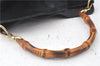 Authentic GUCCI Bamboo Hand Shoulder Bag Suede Leather Black 0011638 Junk J8965