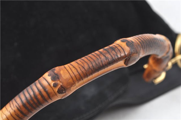 Authentic GUCCI Bamboo Hand Shoulder Bag Suede Leather Black 0011638 Junk J8965