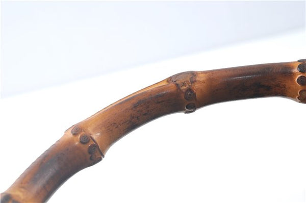 Authentic GUCCI Bamboo Hand Shoulder Bag Suede Leather Black 0011638 Junk J8965