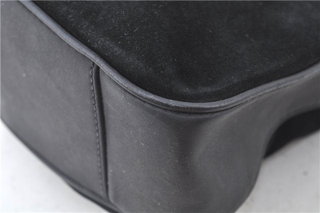 Authentic GUCCI Bamboo Hand Shoulder Bag Suede Leather Black 0011638 Junk J8965