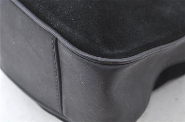 Authentic GUCCI Bamboo Hand Shoulder Bag Suede Leather Black 0011638 Junk J8965