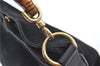 Authentic GUCCI Bamboo Hand Shoulder Bag Suede Leather Black 0011638 Junk J8965