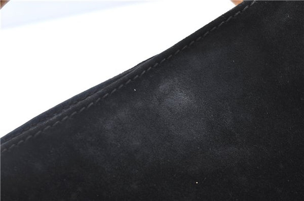 Authentic GUCCI Bamboo Hand Shoulder Bag Suede Leather Black 0011638 Junk J8965