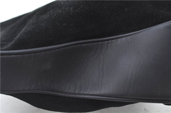 Authentic GUCCI Bamboo Hand Shoulder Bag Suede Leather Black 0011638 Junk J8965