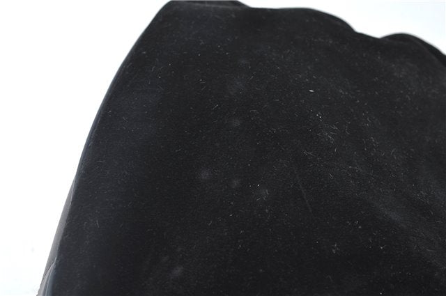 Authentic GUCCI Bamboo Hand Shoulder Bag Suede Leather Black 0011638 Junk J8965