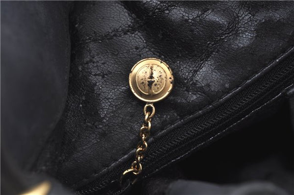 Authentic GUCCI Bamboo Hand Shoulder Bag Suede Leather Black 0011638 Junk J8965