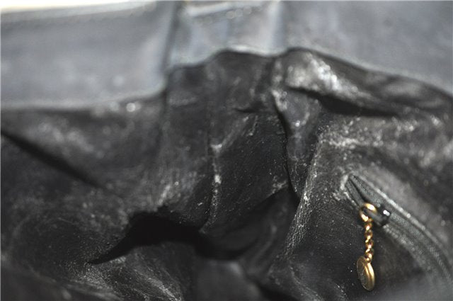 Authentic GUCCI Bamboo Hand Shoulder Bag Suede Leather Black 0011638 Junk J8965