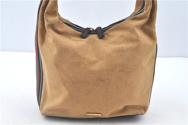 Authentic GUCCI Web Sherry Line Shoulder Bag Canvas Leather 0014288 Beige J8971
