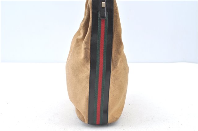 Authentic GUCCI Web Sherry Line Shoulder Bag Canvas Leather 0014288 Beige J8971