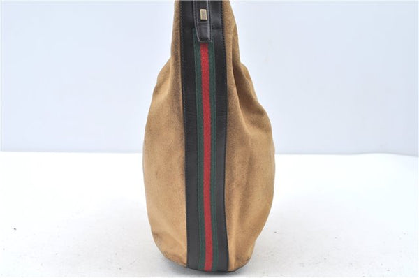 Authentic GUCCI Web Sherry Line Shoulder Bag Canvas Leather 0014288 Beige J8971