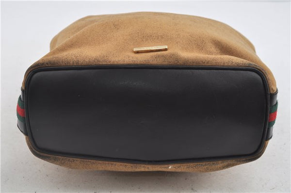 Authentic GUCCI Web Sherry Line Shoulder Bag Canvas Leather 0014288 Beige J8971