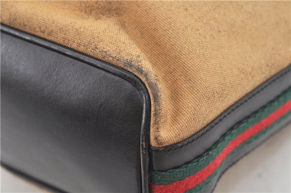 Authentic GUCCI Web Sherry Line Shoulder Bag Canvas Leather 0014288 Beige J8971