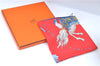 Authentic HERMES Carre 90 Scarf "CARROUSEL" Silk Navy Blue Red Box J8987