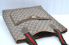 Auth GUCCI GG Plus Web Sherry Line Shoulder Tote Bag PVC Leather Brown J9032