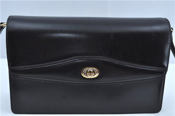 Authentic GUCCI Shoulder Cross Body Bag Purse Leather Black J9045