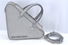 Authentic BALENCIAGA Triangle Duffle 2Way Hand Bag Leather 531048 Silver J9046