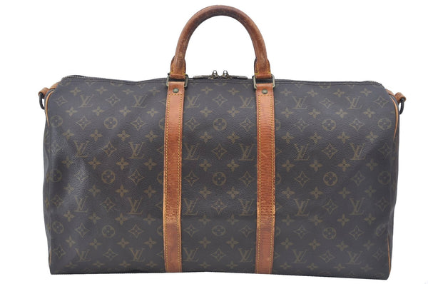 Auth Louis Vuitton Monogram Keepall Bandouliere 50 Boston Bag M41416 LV J9068