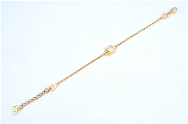 Authentic Christian Dior Chain Bracelet Gold Tone CD J9080