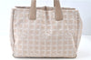 Authentic CHANEL New Travel Line Shoulder Tote Bag Nylon Leather Beige J9103