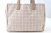Authentic CHANEL New Travel Line Shoulder Tote Bag Nylon Leather Beige J9103