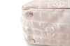 Authentic CHANEL New Travel Line Shoulder Tote Bag Nylon Leather Beige J9103