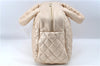 Authentic Chanel Coco Cocoon Matelasse CC Logo Nylon Hand Boston Bag Beige J9118