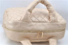 Authentic Chanel Coco Cocoon Matelasse CC Logo Nylon Hand Boston Bag Beige J9118