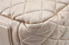 Authentic Chanel Coco Cocoon Matelasse CC Logo Nylon Hand Boston Bag Beige J9118