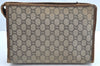 Authentic GUCCI Clutch Hand Bag Purse GG Plus PVC Leather Brown J9157