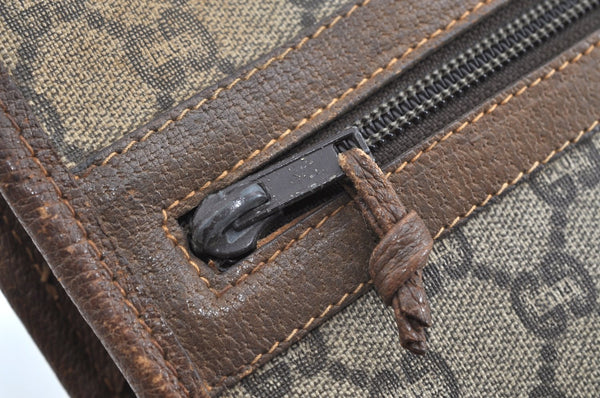 Authentic GUCCI Clutch Hand Bag Purse GG Plus PVC Leather Brown J9157