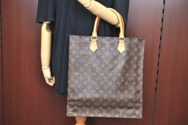 Authentic Louis Vuitton Monogram Sac Plat Hand Bag M51140 LV Junk J9193