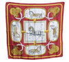 Authentic HERMES Carre 90 Scarf "GRAND APPARAT" Silk Bordeaux Red J9204