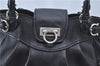 Authentic Salvatore Ferragamo Gancini Leather 2Way Shoulder Hand Bag Black J9206