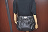 Authentic Salvatore Ferragamo Gancini Leather 2Way Shoulder Hand Bag Black J9206