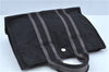 Authentic HERMES Fourre Tout PM Hand Tote Bag Purse Canvas Black Gray J9209