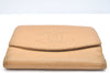 Authentic CHANEL Caviar Skin CC Logo Bifold Wallet Purse Beige J9213