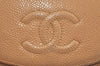 Authentic CHANEL Caviar Skin CC Logo Bifold Wallet Purse Beige J9213