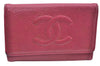 Authentic CHANEL Caviar Skin 5 Key Case Holder CC Logo Pink J9215