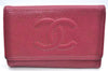 Authentic CHANEL Caviar Skin 5 Key Case Holder CC Logo Pink J9215
