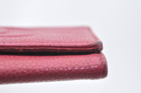 Authentic CHANEL Caviar Skin 5 Key Case Holder CC Logo Pink J9215