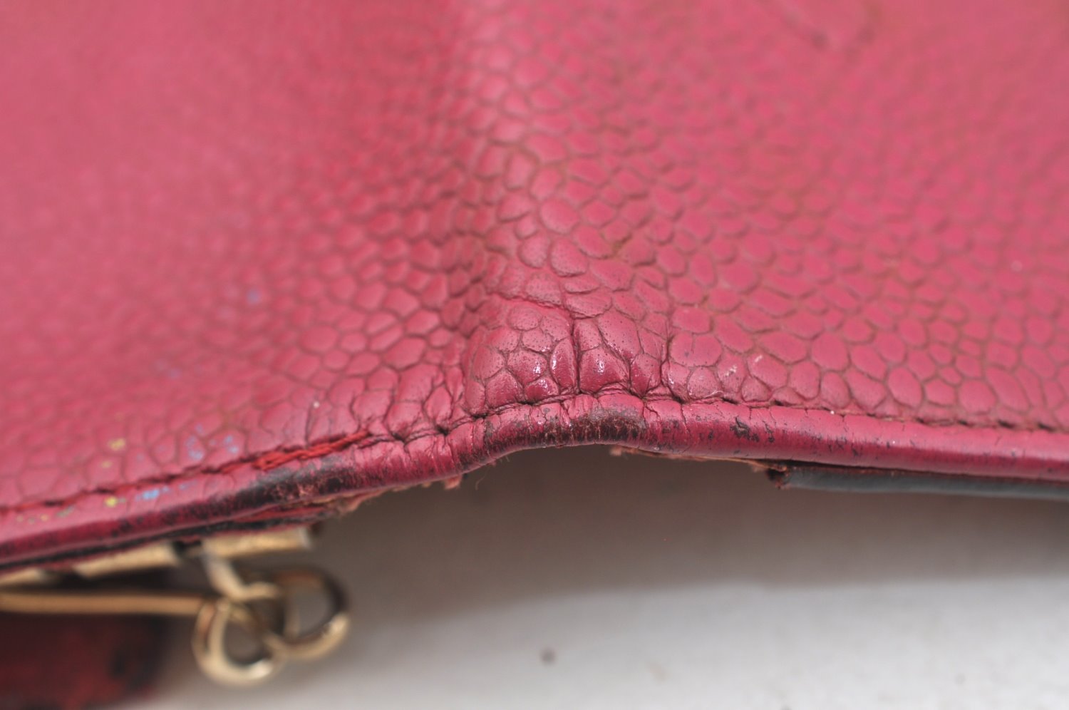 Authentic CHANEL Caviar Skin 5 Key Case Holder CC Logo Pink J9215