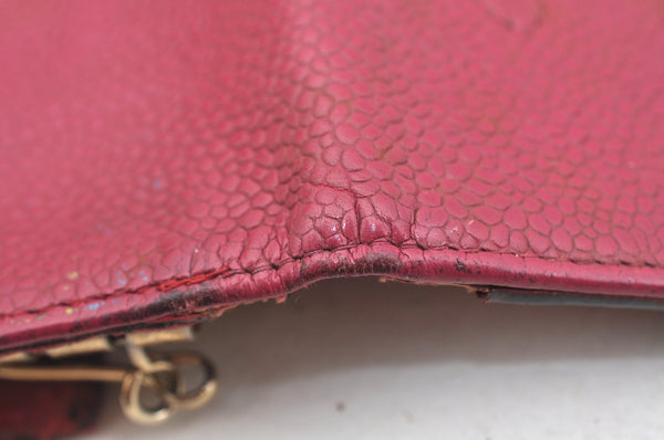 Authentic CHANEL Caviar Skin 5 Key Case Holder CC Logo Pink J9215