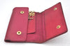 Authentic CHANEL Caviar Skin 5 Key Case Holder CC Logo Pink J9215